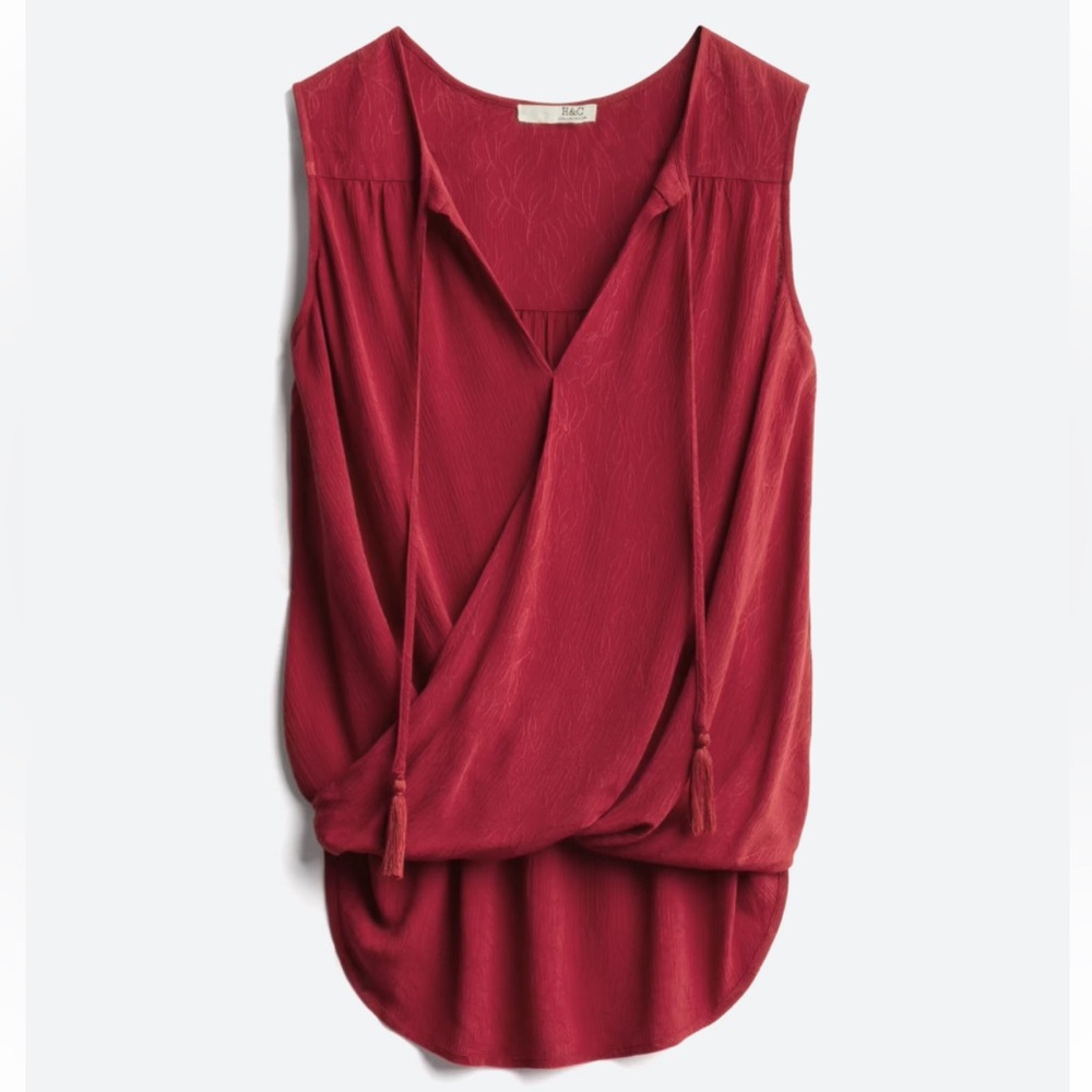 H&C Collection red crossfront top